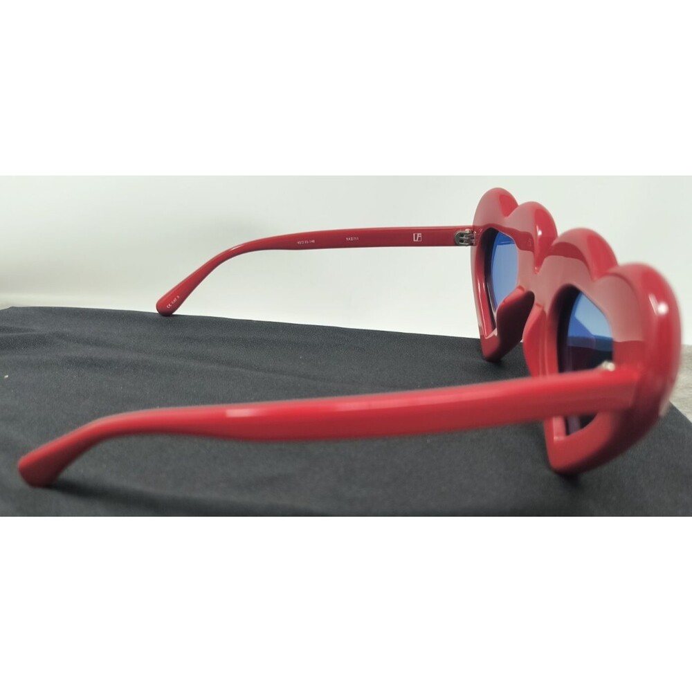 Linda Farrow Yazbukey RARE Red‎ Pink Peach Mirror Heart Frame Sunglasses NEW - Picture 4 of 13